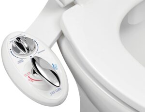 luxe bidet neo 320 - hot and cold water, self-cleaning, dual nozzle, non-electric bidet attachment for toilet seat, adjustable water pressure, rear and feminine wash, lever control (white)