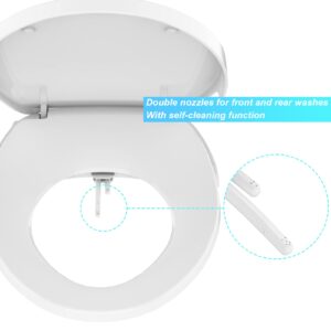 Bidet Toilet Seat, Premium Non-Electric Elongated Bidet Toilet Seats with Dual Nozzle, Easy to Install and Use, Perfect for Personal Hygiene and Comfort(Fits Elongated Toilets, White)