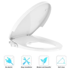 Bidet Toilet Seat, Premium Non-Electric Elongated Bidet Toilet Seats with Dual Nozzle, Easy to Install and Use, Perfect for Personal Hygiene and Comfort(Fits Elongated Toilets, White)