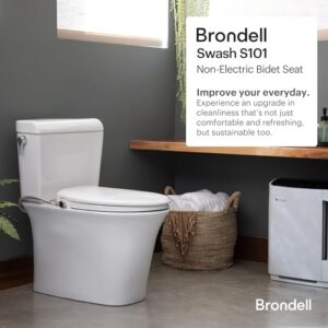 Brondell Bidet Toilet Seat Non-Electric Swash Seat, Fits Round Toilets, White – Dual Nozzle System, Ambient Water Temperature – Bidet with Easy Installation