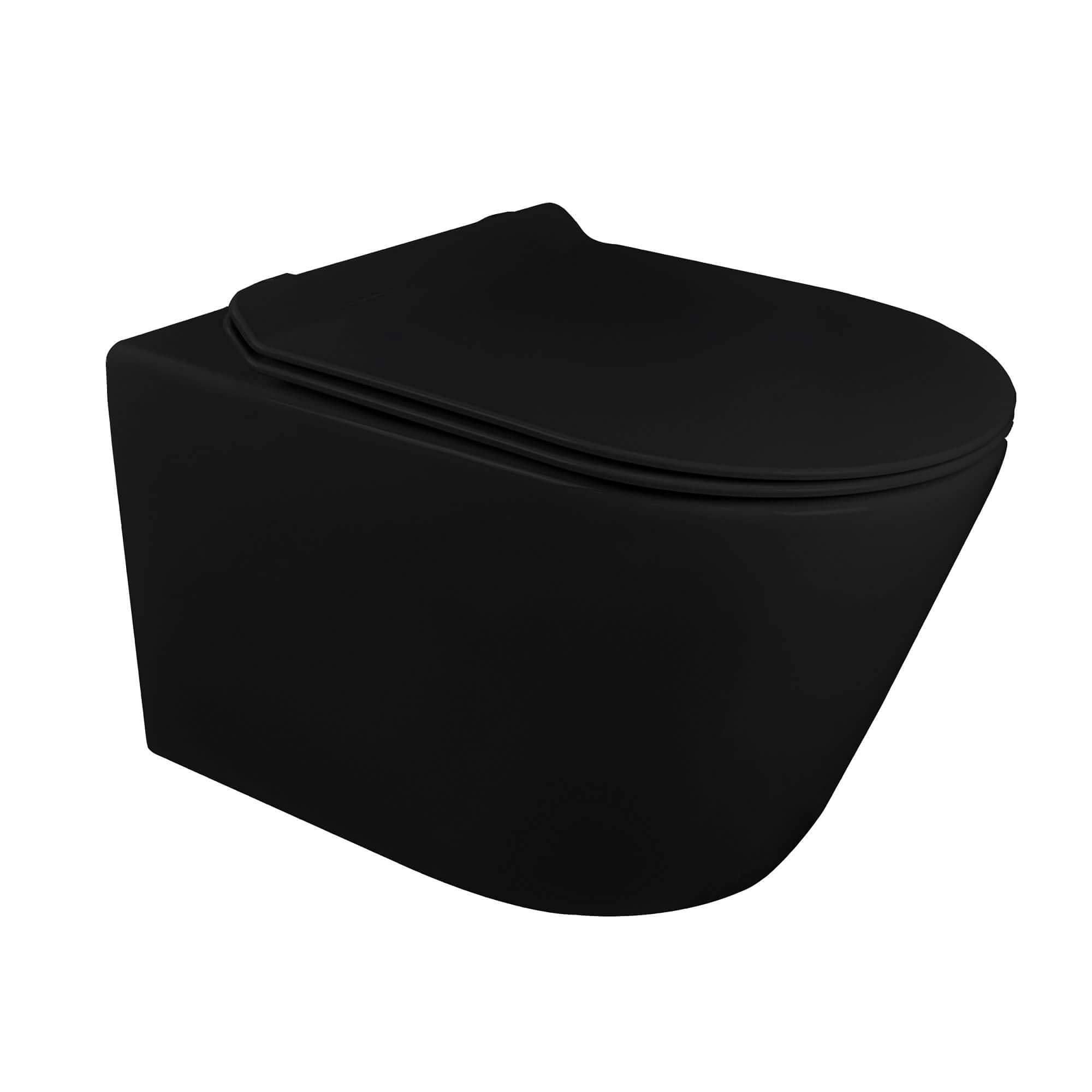 Fine Fixtures Dakota Wall Hung Toilet With Rimless Flush - Black