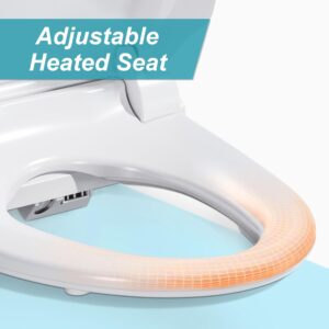 ZMJH A102D Bidet Toilet Seat, Round Smart Unlimited Warm Water, Vortex Wash, Electronic Heated, Warm Air Dryer, Rear and Front Wash, LED Light, Need Electricity (Round)