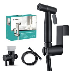 barrock handheld bidet sprayer for toilet, stainless steel metal made baby cloth diaper spraying kit, bathroom toilet bidet attachment set for bathing pets and feminine hygiene, matte black