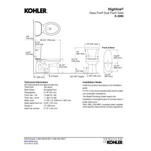 KOHLER 3989-0 Highline Two-Piece Comfort Height Toilet with Dual-Flush and Elongated Bowl, White