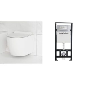 swiss madison well made forever sm-wt449 st. tropez wall hung toilet (glossy white) and sm-wc426 toilet tank carrier