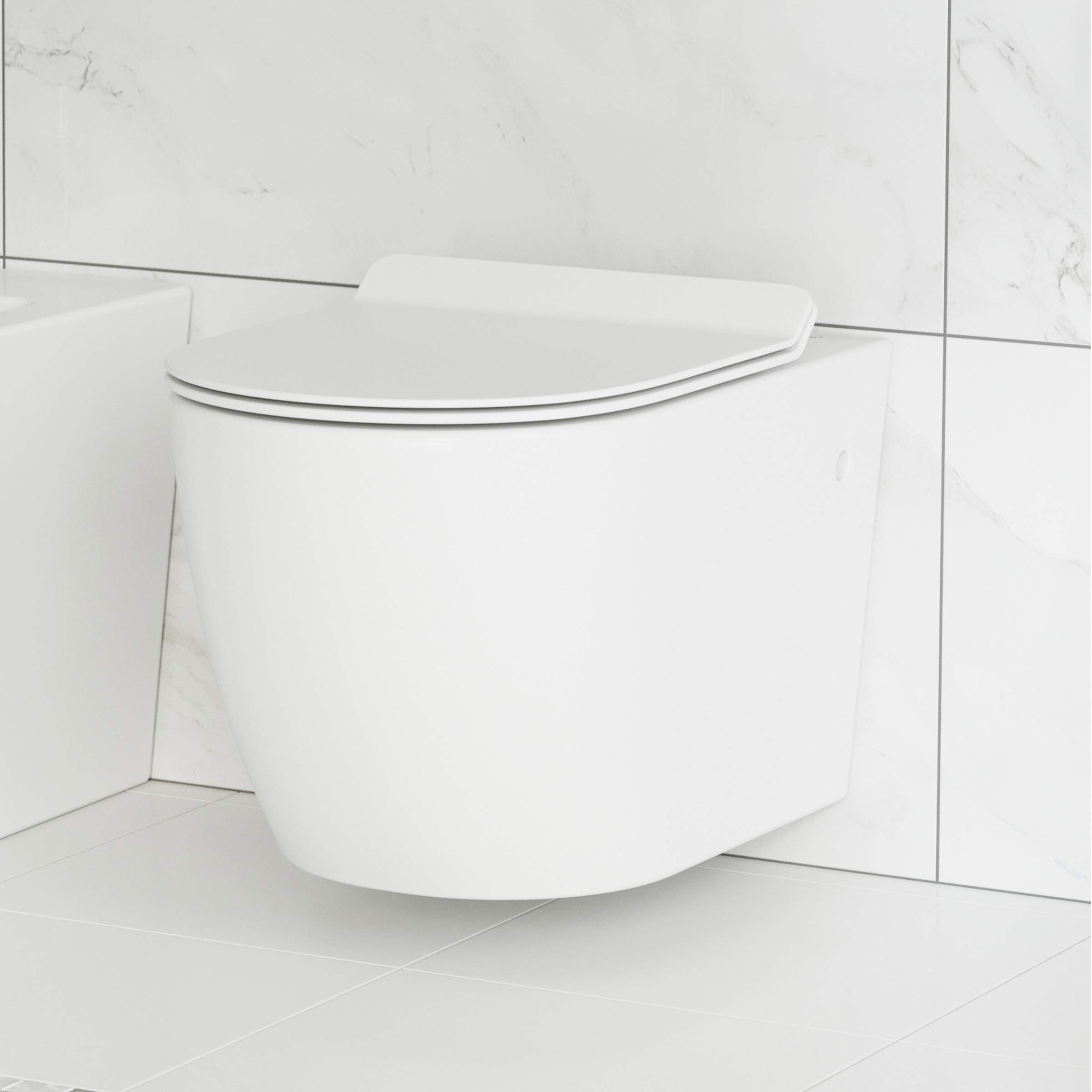 Swiss Madison Well Made Forever SM-WT449 St. Tropez Wall Hung Toilet (Glossy White) and SM-WC426 Toilet Tank Carrier