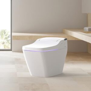 vovo tcb-090sa smart bidet toilet, one piece integrated toilet with bidet built-in, auto open/close lid, auto dual flush, heated seat, made in korea - elongated