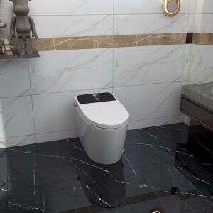 Intelligent Toilet with Heated Seat, DACOM Smart Toilet One Piece Toilet Foot Sensoring Flush, Warm Water and Dry, Multi-Function APP Remote Control