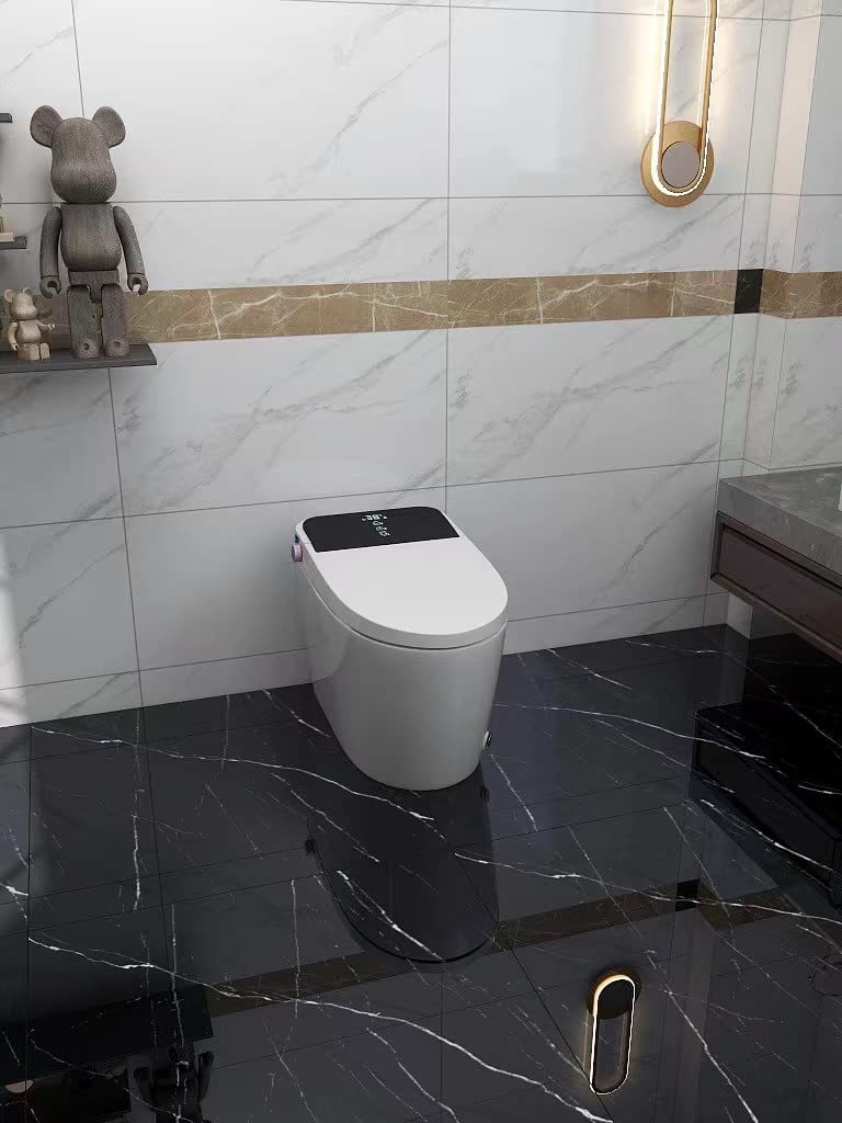 Intelligent Toilet with Heated Seat, DACOM Smart Toilet One Piece Toilet Foot Sensoring Flush, Warm Water and Dry, Multi-Function APP Remote Control