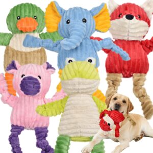 lechong 5 pack tough dog toys stuffed squeaky dog toys assortment plush animal dog toy value bundle puppy pet dog toys for small medium large dogs