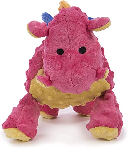 goDog Bubble Plush Dragons Squeaky Dog Toy, Chew Guard Technology - Coral, Large