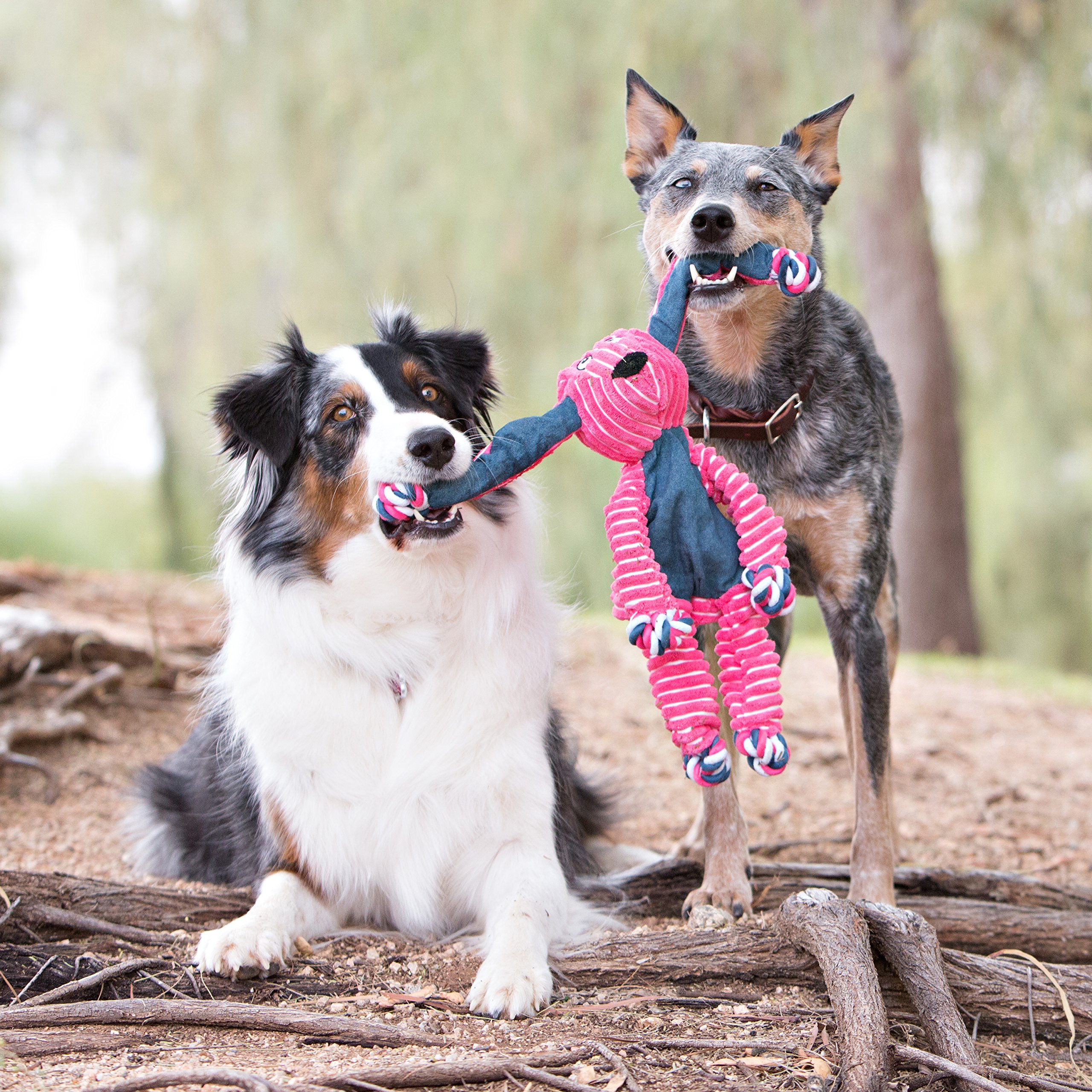 KONG Floppy Knots Hippo - Internal Floppy Knot Rope Toy for Dogs - Hippo Dog Toy - Tug Toy with Minimal Stuffing - Rope Dog Toy with Squeakers - Medium/Large Dogs