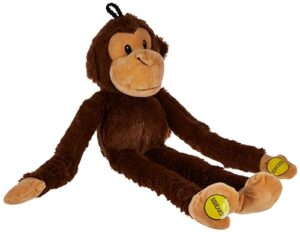 multipet swingin safari monkey 22-inch large plush dog toy with extra long arms and legs with squeakers