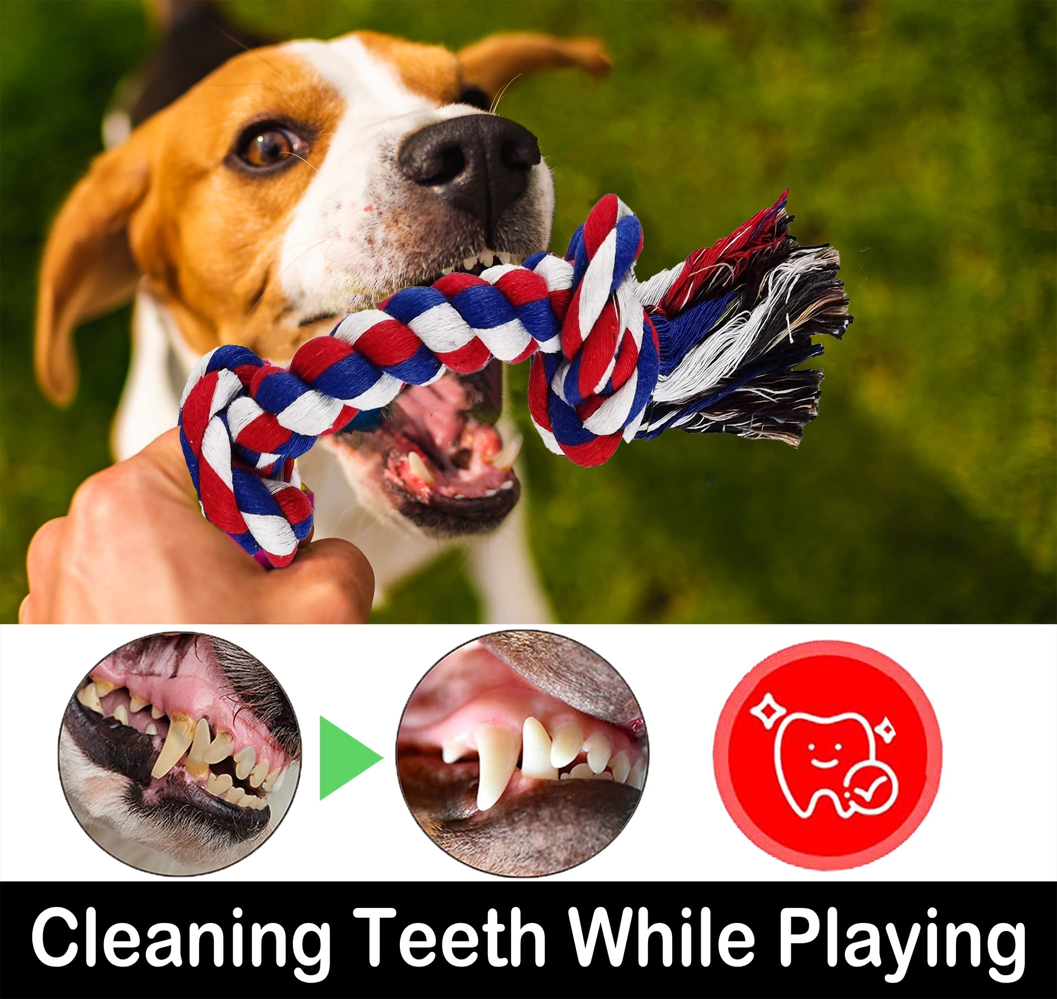 LosFong Large Dog Chew Toys for Aggressive Chewers, 12 Pack Indestructible Dog Rope Toys for Large Breeds, Heavy Duty Dental Cotton Rope Dog Toys, Puppy Teething Chew Toys, Tug of War Dog Toy