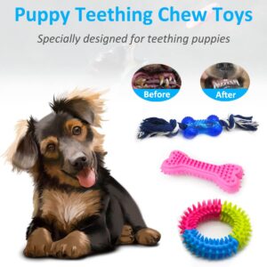 Beiker Dog Teething Chew Toys - 15 Pack Tough Small Medium Large Breed Puppy Toys, Dogs Rope Chew Toys Bundle for Boredom, Pet Interactive Squeaky Treat Dispensing Ball for Puppies