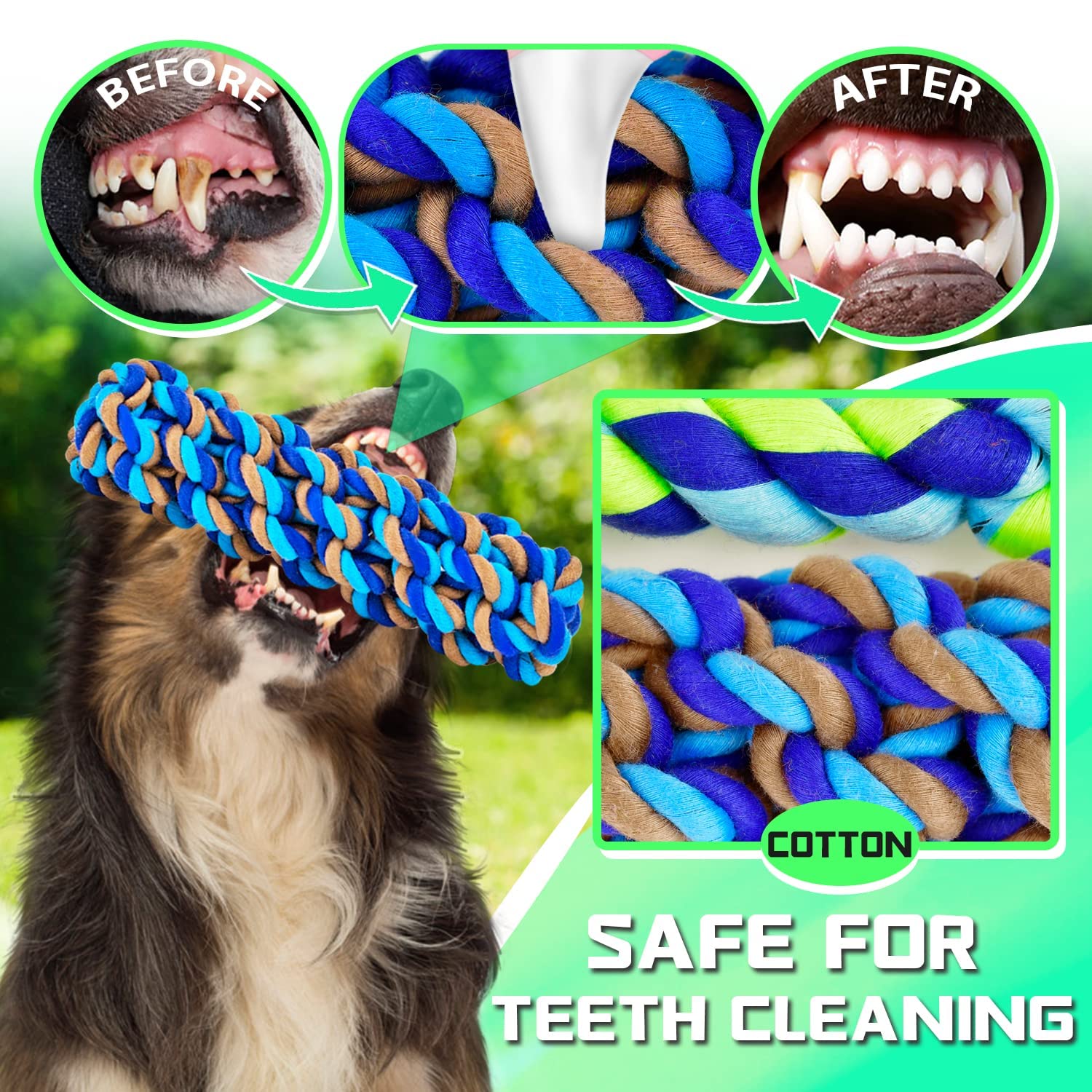 XL Dog Chew Toys for Aggressive Chewers Large Breed, 14 Pack Tough Indestructible Dog Toys for Aggressive Chewers, Durable Puppy Chew Toys for Teething, Heavy Duty Cotton Dog Rope Toys for Large Dogs