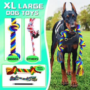 XL Dog Chew Toys for Aggressive Chewers Large Breed, 14 Pack Tough Indestructible Dog Toys for Aggressive Chewers, Durable Puppy Chew Toys for Teething, Heavy Duty Cotton Dog Rope Toys for Large Dogs