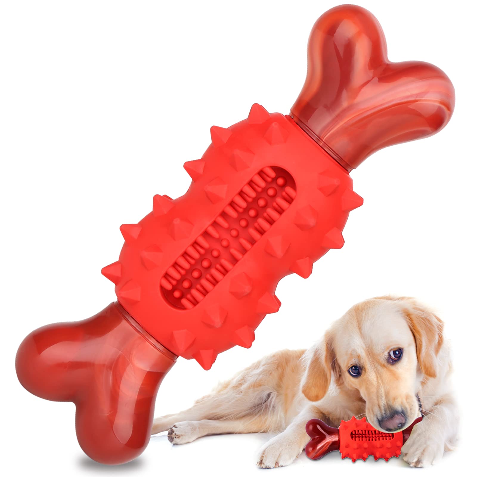 VIWIK Dog Chew Toy for Aggressive Chewers, Nylon Dog Bone Toy for Large Medium Small Dogs, Interactive Dog Toys for Puppies Teething, Outdoor Dog Toys with Beef Smell