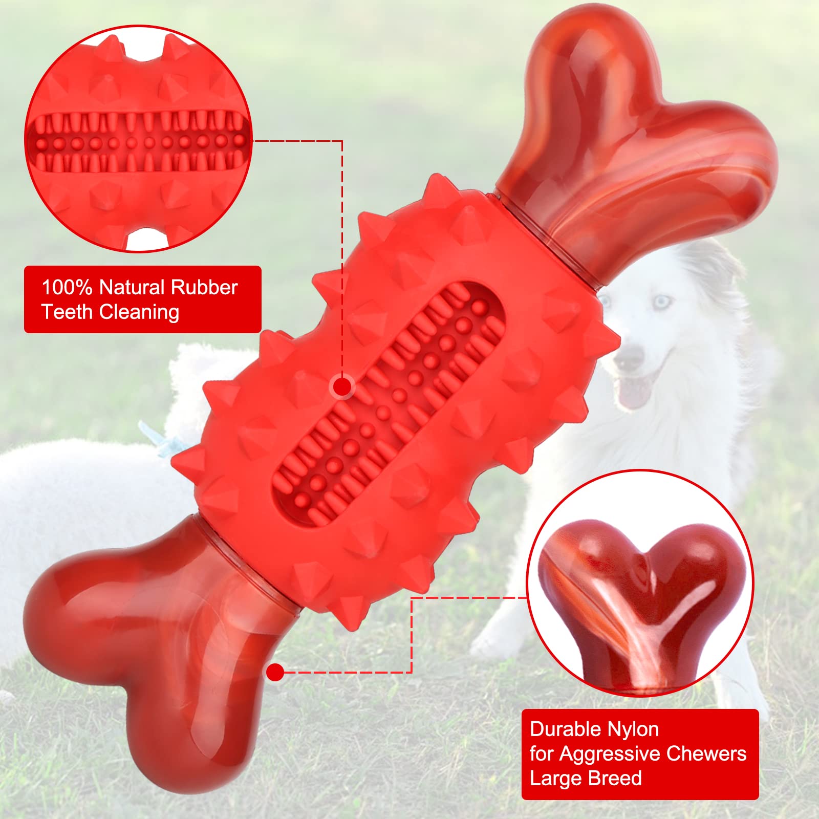 VIWIK Dog Chew Toy for Aggressive Chewers, Nylon Dog Bone Toy for Large Medium Small Dogs, Interactive Dog Toys for Puppies Teething, Outdoor Dog Toys with Beef Smell