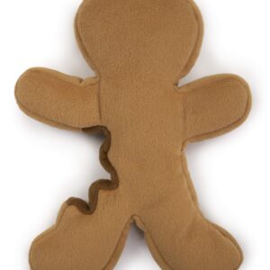 goDog Christmas Gingerbread Man Squeaky Plush Dog Toy, Chew Guard Technology - Brown, Large