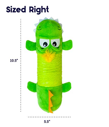 Petstages Stuffing-Free Big Squeak Gator Plush Dog Toy, Medium