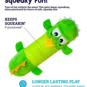 Petstages Stuffing-Free Big Squeak Gator Plush Dog Toy, Medium