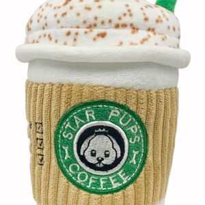 Parody Star Pups Coffee Dog Toy Pup'kin Spice Latte - Fall Funny Parody Plush Squeaky Holiday Toys for Medium, Small and Large - Cute Gifts for Dog Birthday - Cool Stuffed For All Breed Sizes