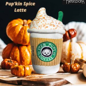 Parody Star Pups Coffee Dog Toy Pup'kin Spice Latte - Fall Funny Parody Plush Squeaky Holiday Toys for Medium, Small and Large - Cute Gifts for Dog Birthday - Cool Stuffed For All Breed Sizes