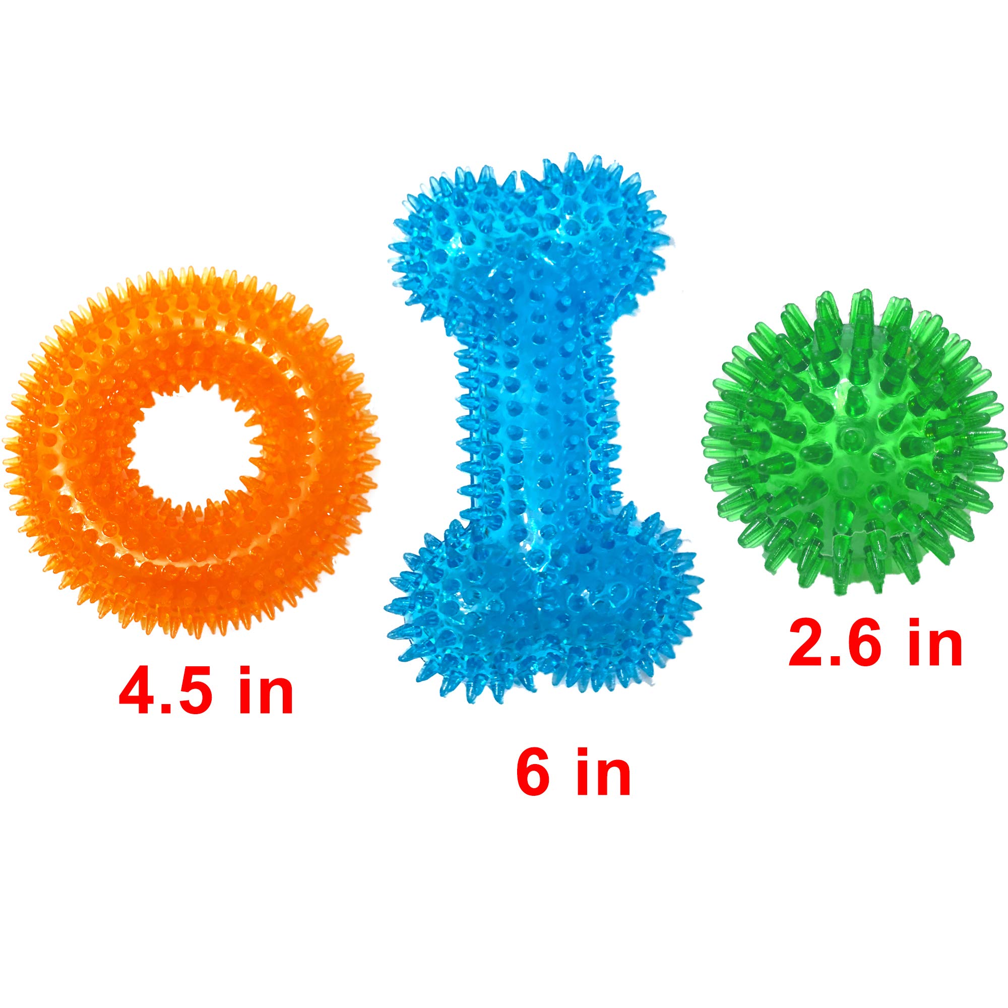 Dog Squeaky Toys Value Set Non-Toxic Dog Squeaky Balls for Dogs Toss Fetch Toys for Dogs TPR Rubber Puppy Toys Spikey Dog Chew Toys for Small Medium Dogs Pet Toys for Puppy Dog Teething Toys