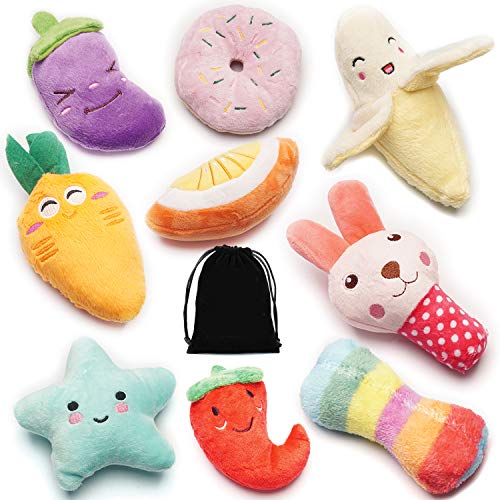 SZKOKUHO 9 Pack Small Dogs Puppy Squeaky Dog Toys,Cute Variety Colors Designs to Bite Anytime, for Small Dogs