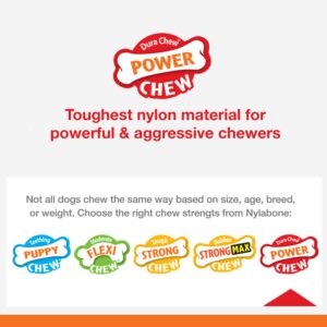 Nylabone Power Chew Flavor Frenzy Dental Bone Chew Toy for Dogs, Indestructible Chew Toys for Aggressive Chewers, Philly Cheesesteak Flavor, Small/Regular - Up to 25 Ibs. (1 Count)