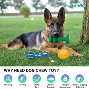 Enido Dog Chew Toys for Aggressive Chewers, 3 Pack Tough Dog Toys, Indestructible Dog Toys - Perfect for Medium & Large Breeds