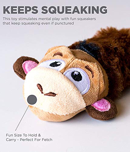 Petstages Stuffing-Free Lil' Squeak Monkey Plush Dog Toy, Small