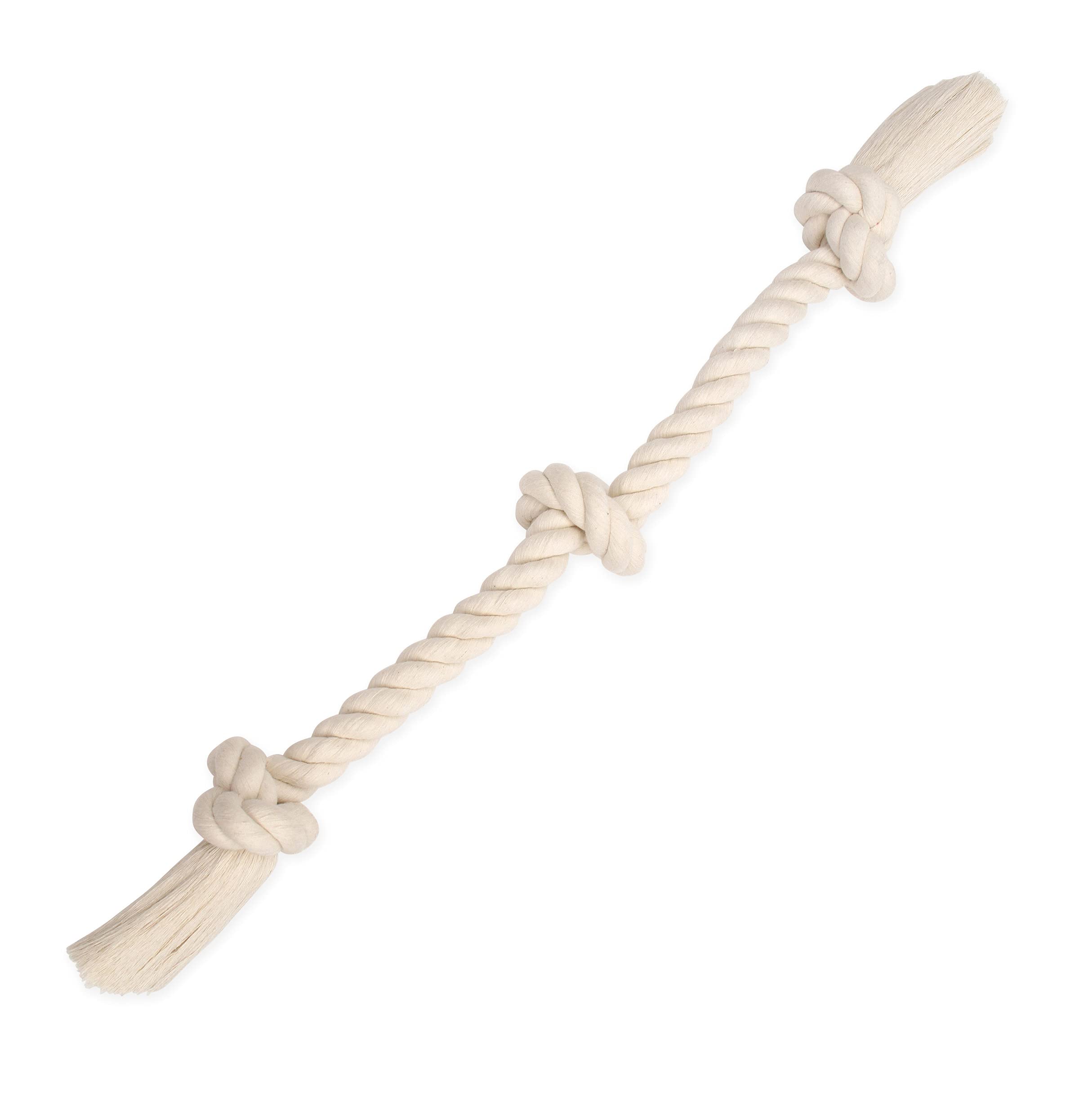 Mammoth Flossy Chews 100 Percent Natural Cotton Rope Dog Toys - Premium White Knot Dog Rope Toy - Interactive Dog Tug Toy - Tug Dog Chew Toy for Medium to Large Dogs - Large 25"