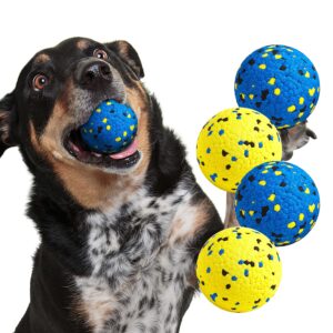 kimee dog balls tennis ball toys dog toys for aggressive chewers durable teething chew toys water toy fetch balls for large medium small dog and puppies (4 balls)