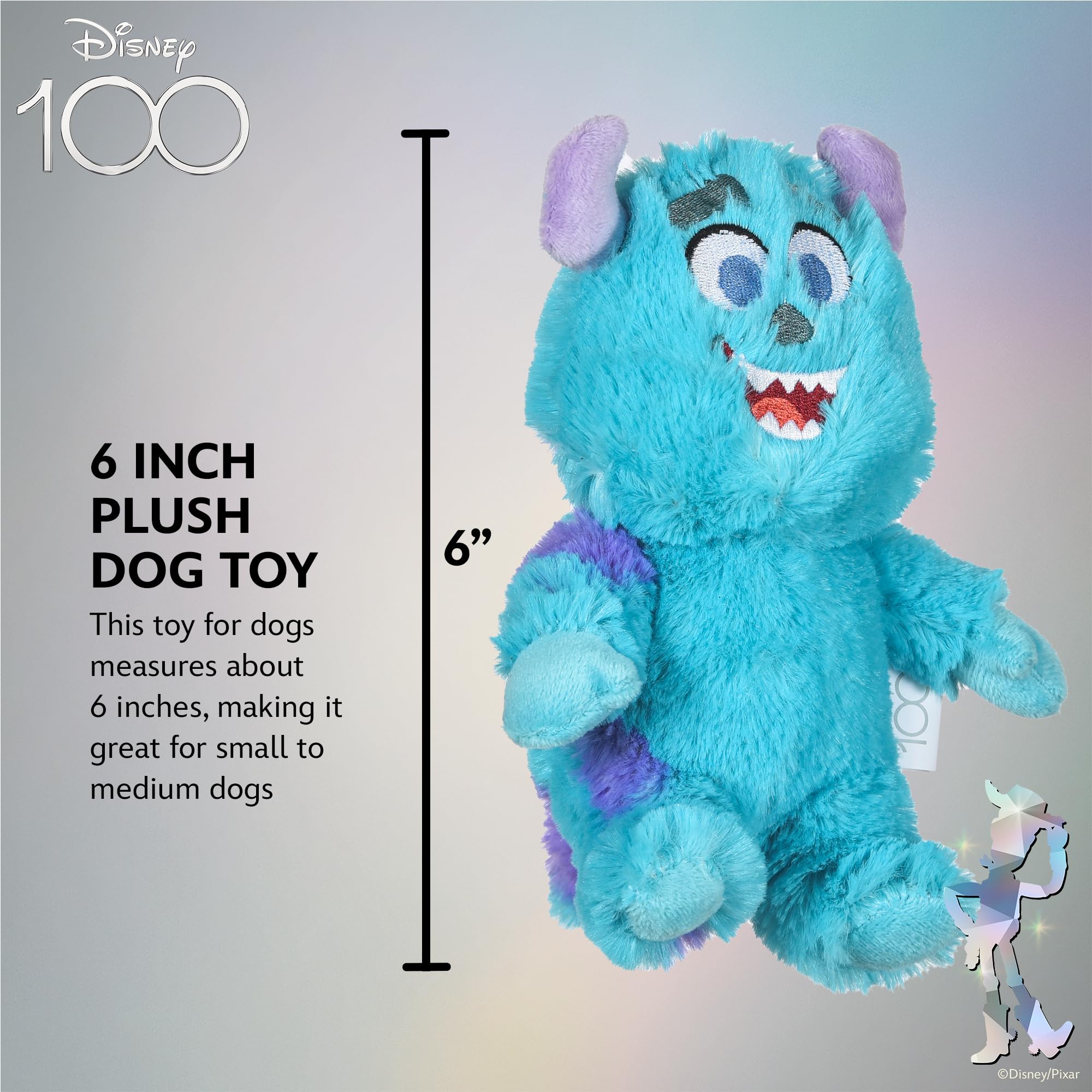 Disney for Pets Pixar’s Sulley Plush Dog Toy 6in | Disney Pixar Dog Toys | Plush Toy for Dogs Inspired by Sulley from Pixar’s Monsters, Inc. with Squeaker