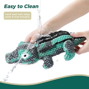 Tikaton Dog Plush Toys - Squeaky Puppy Chew Toy for Teething, Training, Boredom and Stimulating, Perfect Durable Present for Small Medium Large Breeds with Cute Crocodile Shape