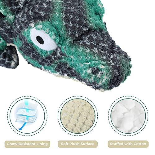 Tikaton Dog Plush Toys - Squeaky Puppy Chew Toy for Teething, Training, Boredom and Stimulating, Perfect Durable Present for Small Medium Large Breeds with Cute Crocodile Shape