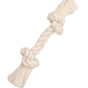 Mammoth Flossy Chews 100 Percent Natural Cotton Rope Dog Toys - Premium White Knot Dog Rope Toy - Interactive Dog Tug Toy - Tug Dog Chewy Toy for Small Dogs - Small 9"