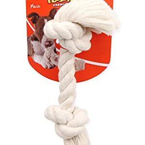 Mammoth Flossy Chews 100 Percent Natural Cotton Rope Dog Toys - Premium White Knot Dog Rope Toy - Interactive Dog Tug Toy - Tug Dog Chewy Toy for Small Dogs - Small 9"