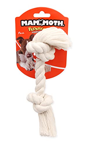 Mammoth Flossy Chews 100 Percent Natural Cotton Rope Dog Toys - Premium White Knot Dog Rope Toy - Interactive Dog Tug Toy - Tug Dog Chewy Toy for Small Dogs - Small 9"