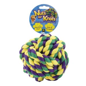 multipet nuts for knots ball medium dog toy, assorted 4 inches