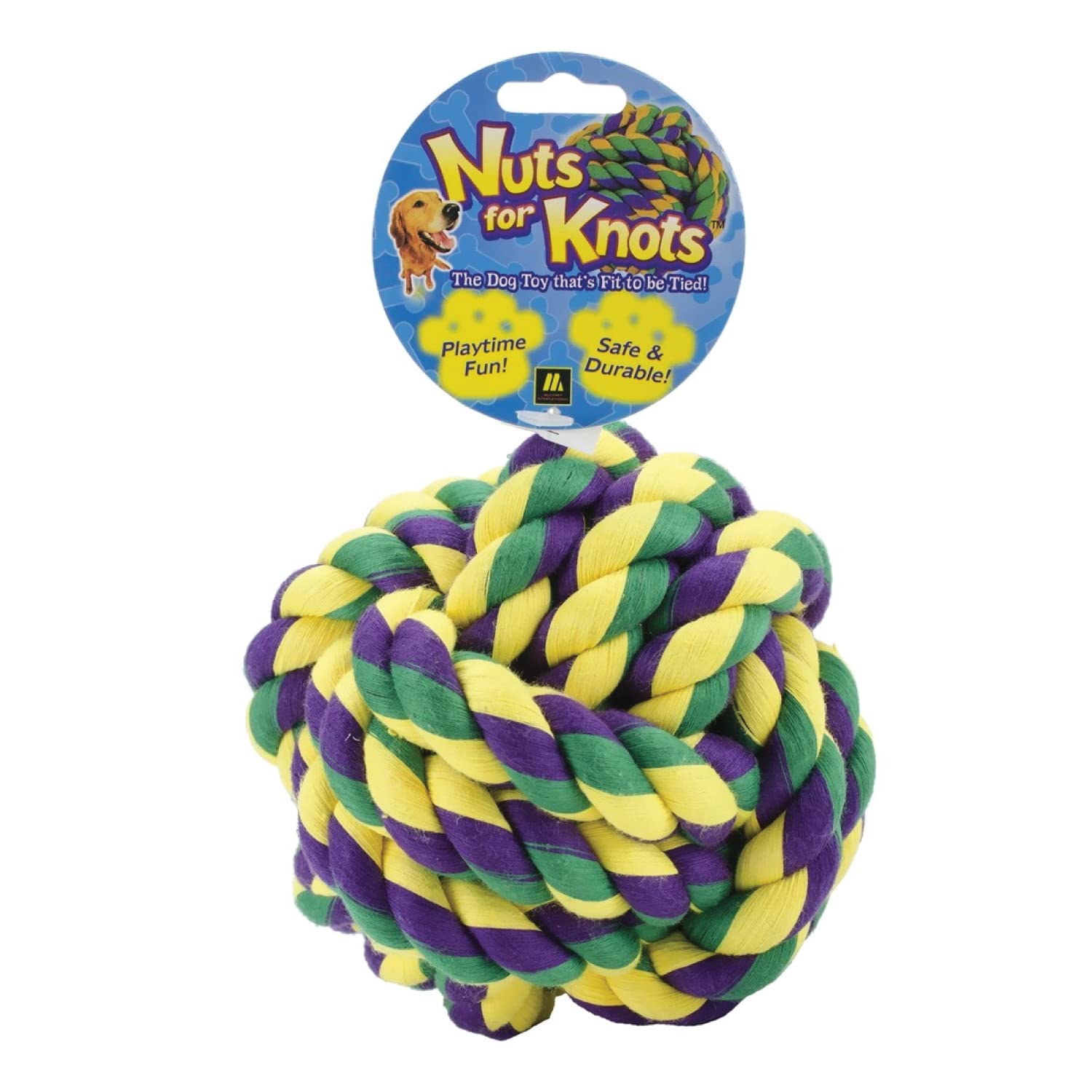 Multipet Nuts for Knots Ball Medium Dog Toy, Assorted 4 inches