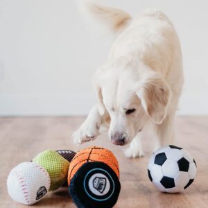 ZippyPaws SportsBallz - Plush Football Dog Toy, Soft Squeaky Balls for Dogs, Indoor & Outdoor Puppy Fetch Toys for Small, Medium, & Large Dogs, Stuffed Plushie Play Toy Balls for Puppies