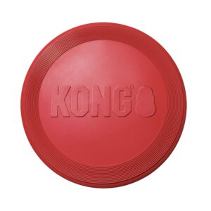 kong flyer - durable dog toy for outdoor playtime - natural rubber flying disc, dog toy for fetch - safer disc for healthy activity - for small dogs