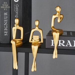 XINXUAN Gold Statue Home Decorations for Living Room,Shelf Decor Modern Bookshelf Decor Figurines Desk Sculpture Table Decor 3 Piece