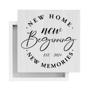 Great Housewarming Gifts New Home Gift Ideas Great Housewarming Gift New Home Decor Rustic Home Accessories Decor New Home New Beginning New Memories Wooden Box 5.1 x 5.1 Inches.