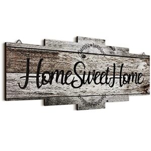 jetec home sweet home sign, rustic wood , large farmhouse home plaque wall hanging wooden sign for bedroom, living room, wall, wedding decor (gray)