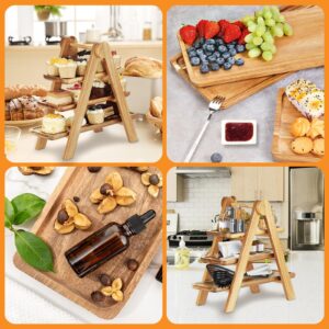 Zyviv Wooden 3 Tier Serving Tray, Solid Acacia Wood Serving Trays（max 14 x 5.5 in or Home Decor, Food, Vegetables, Fruit, Charcuterie, Appetizer Serving Tray, Cheese Board (Set of 3 Plates)