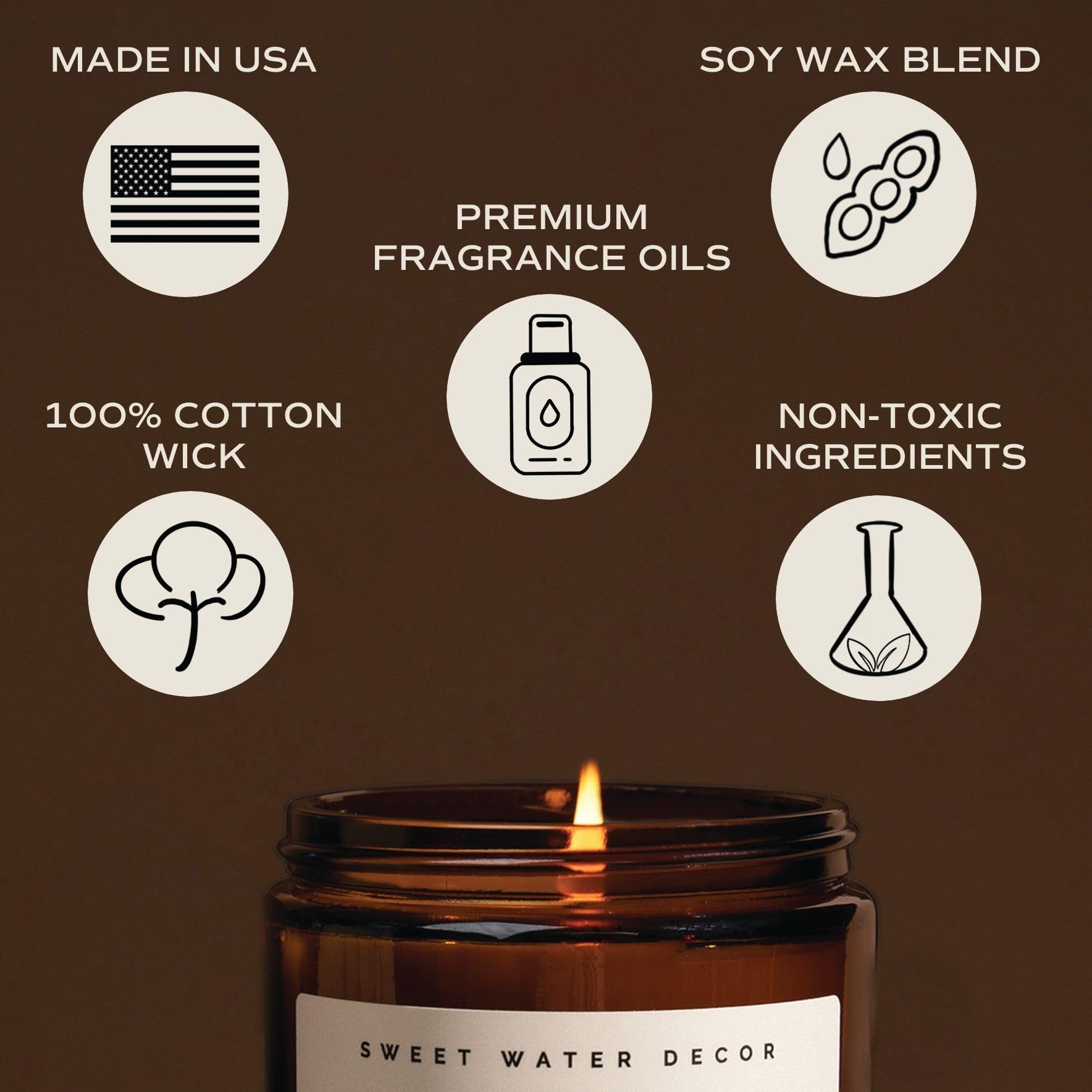 Sweet Water Decor Cozy Season Soy Candle | Woods, Warm Spice, and Citrus Scented Candles for Home | 9oz Amber Jar + Black Lid, 40+ Hour Burn Time, Made in the USA | Fall and Holiday Candles for Home